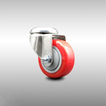 Service Caster 3 Inch 316SS Red Polyurethane Wheel Swivel Bolt Hole Caster SCC-SS316BH20S314-PPUB-RED